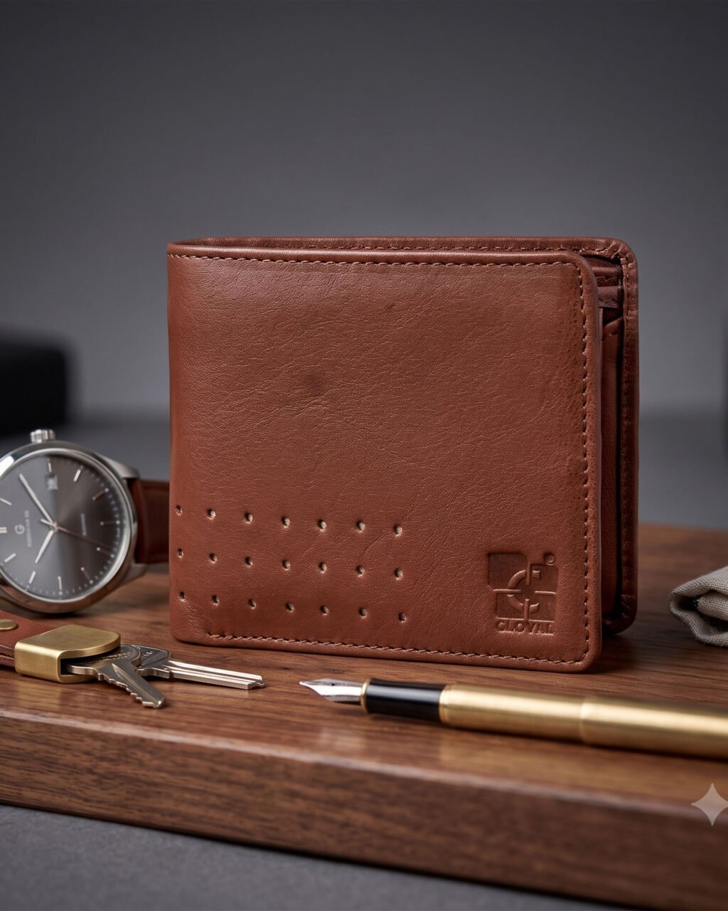 Men's Wallet, Full Grain Leather, Bi-Fold, 3 Card Slots with Coin Pocket, RFID Protected | Clover