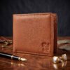 Men’s Wallet, Full Grain Leather, Bi-Fold, 3 Card Slots with Coin Pocket, RFID Protected | Clover