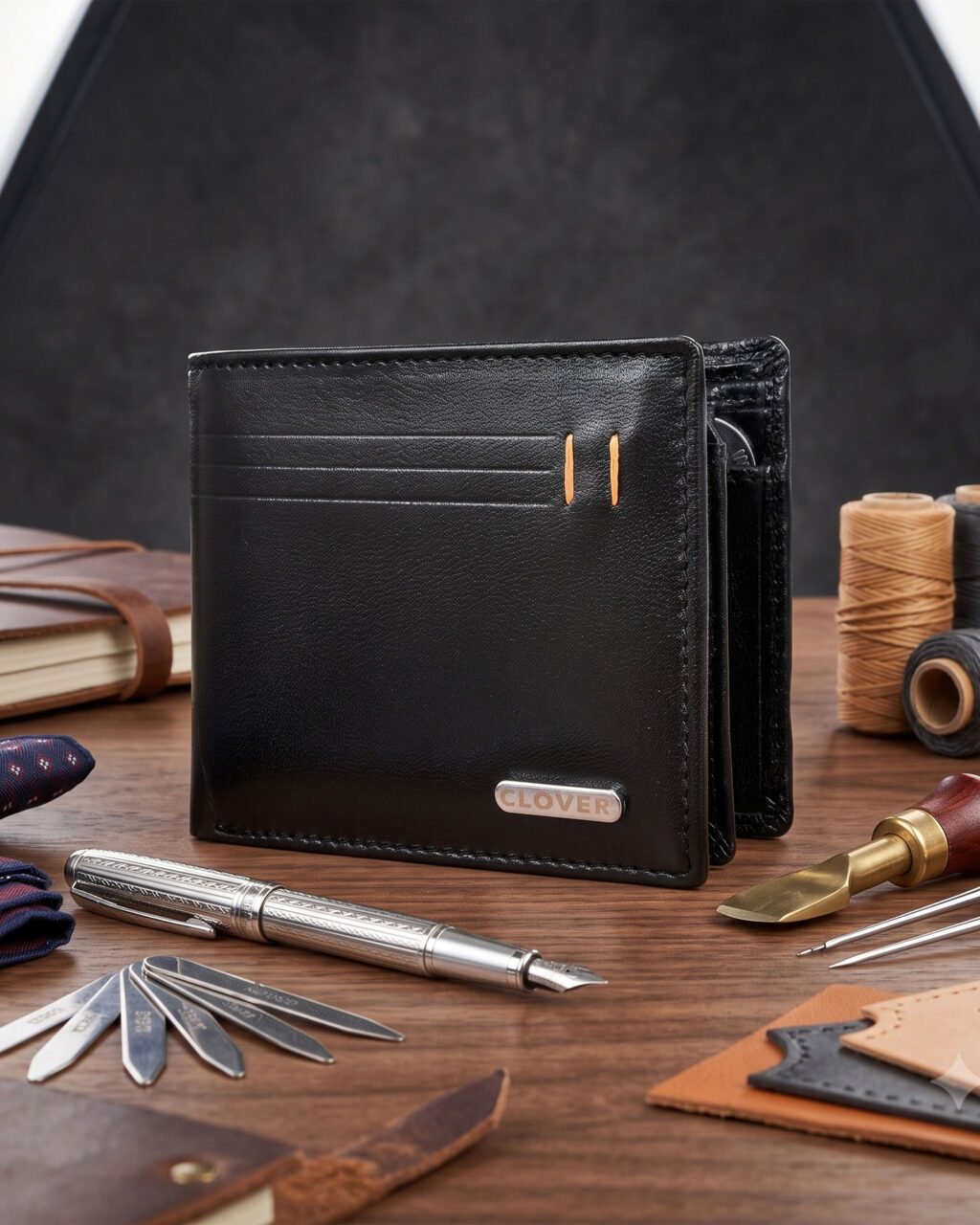 Men's Wallet, Full Grain Leather, Bi-Fold, 7 Card Slots with Coin Pocket, RFID Protected | Clover