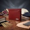 Men’s Wallet, Full Grain Leather, Cherry, Bi-Fold, 7 Card Slots with Coin Pocket, RFID Protected | Clover