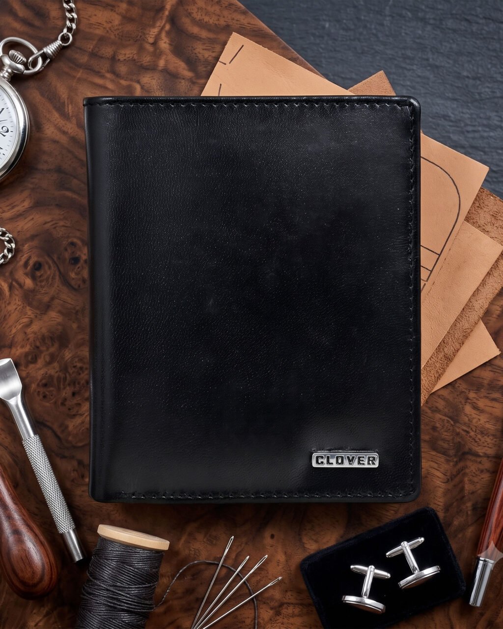 Men's Wallet, Full Grain Leather, Note Case, 13 Card Slots, RFID Protected | Clover