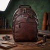 Premium Official Bagpack, Brown Twotone, Full Grain Leather | Clover