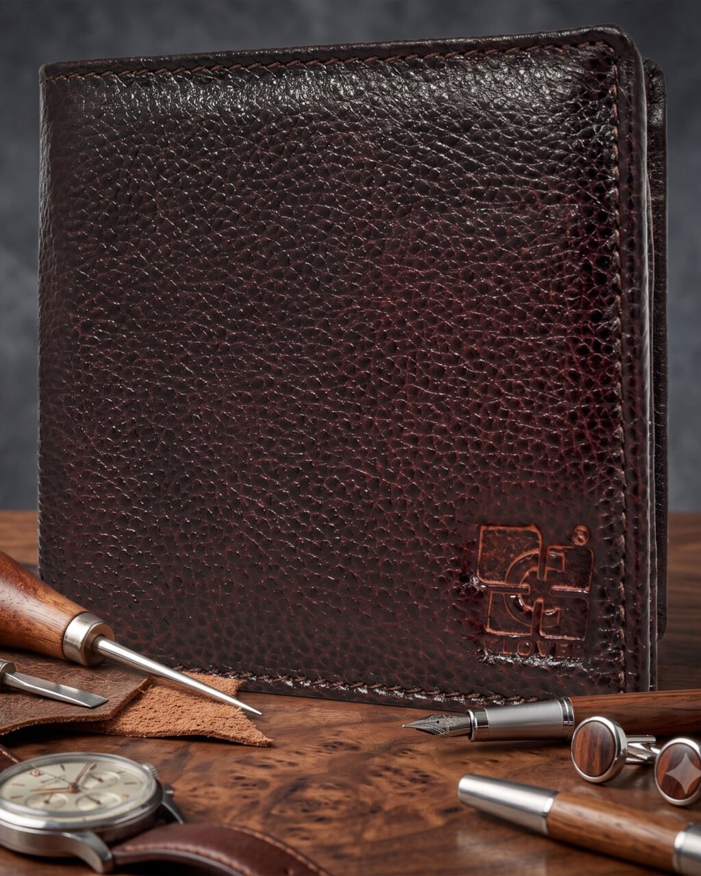 Men's Wallet, Full Grain Leather, Bi-Fold, 7 Card Slots with Coin Pocket, RFID Protected | Clover