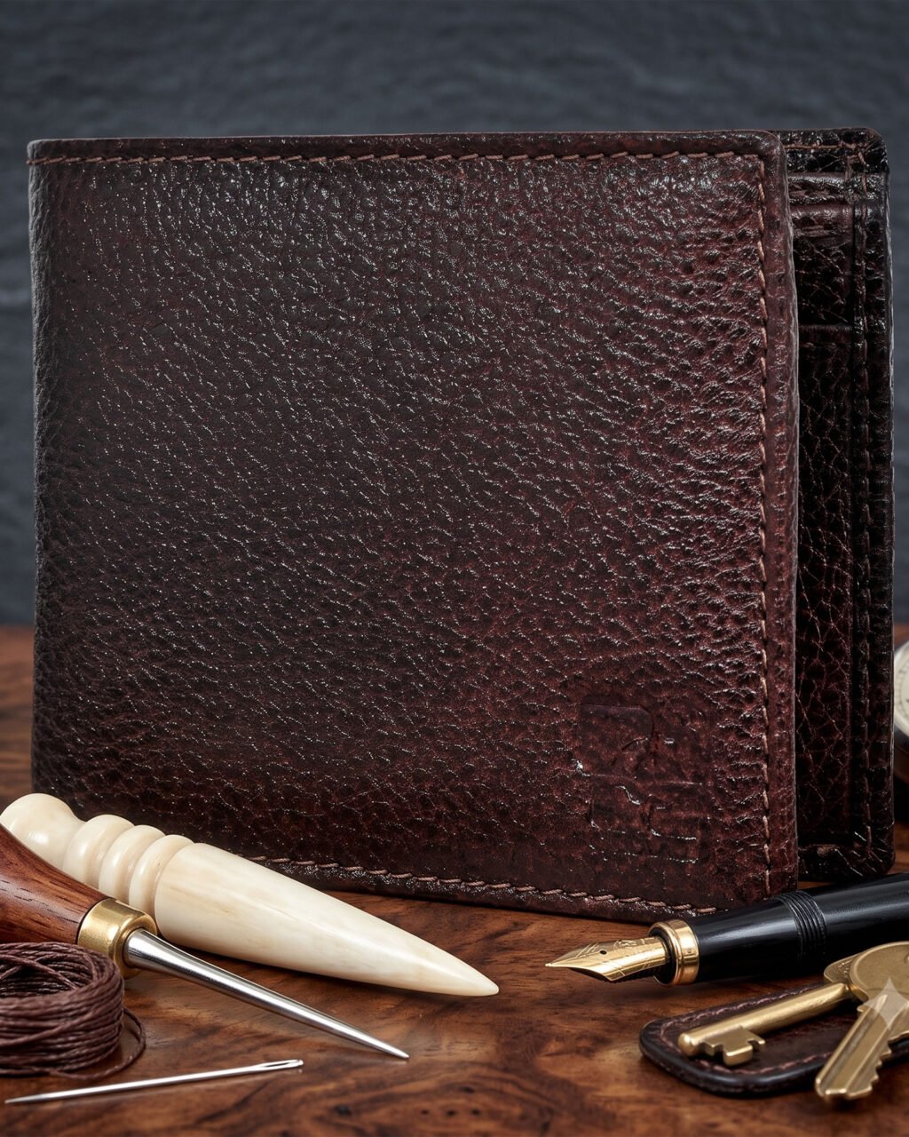 Men's Wallet, Full Grain Leather, Bi-Fold, 3 Card Slots with Coin Pocket, RFID Protected | Clover