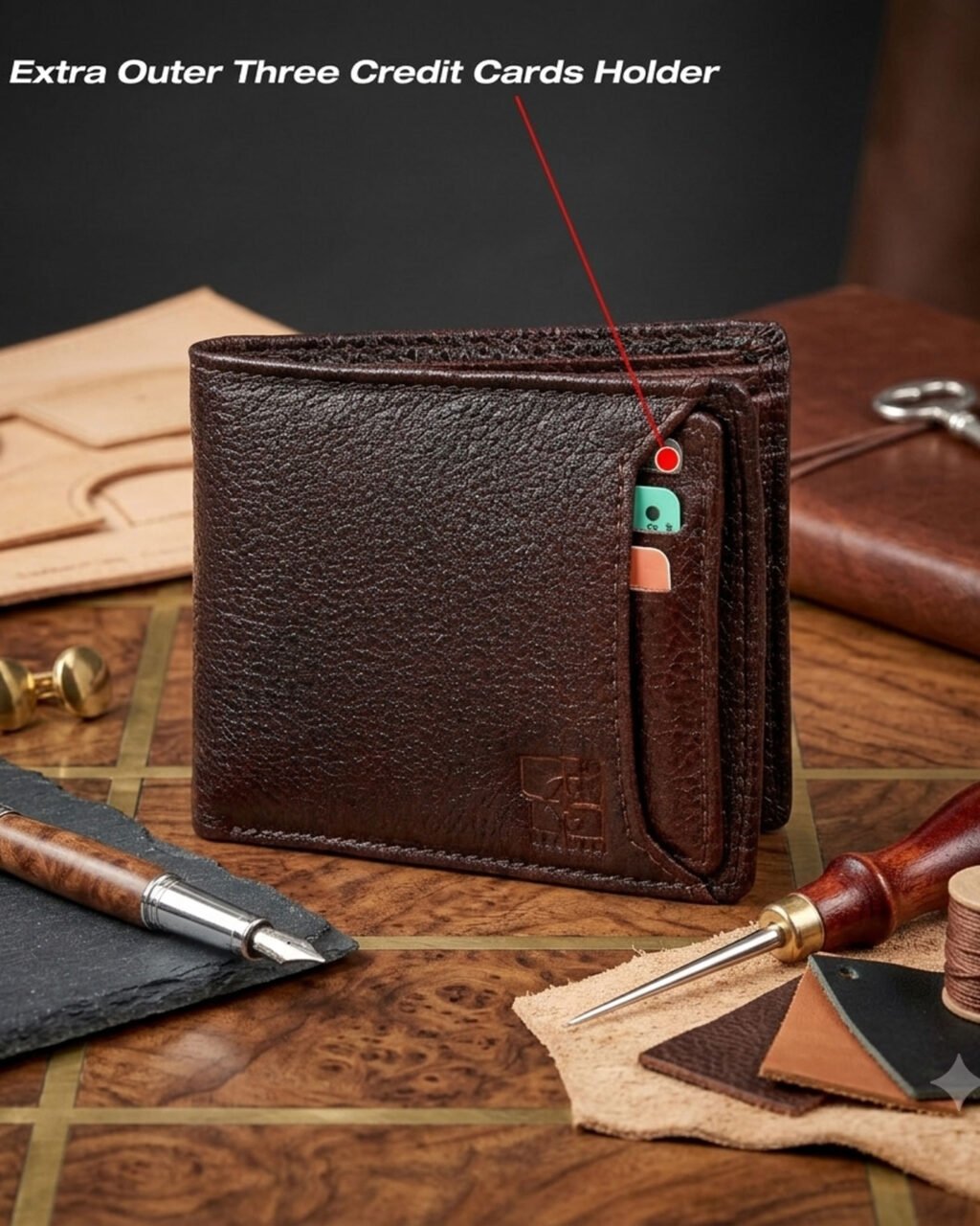 Men's Wallet, Full Grain Leather, Bi-Fold, 10 Card Slots, RFID Protected | Clover