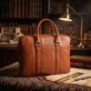 Premium Executive Laptop Bag, Brown, Full Grain Leather | Clover