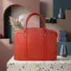 Oxford Premium Executive Laptop Bag, Red, Full Grain Leather | Clover