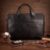 Premium Executive Laptop Bag, Black, Full Grain Leather | Clover