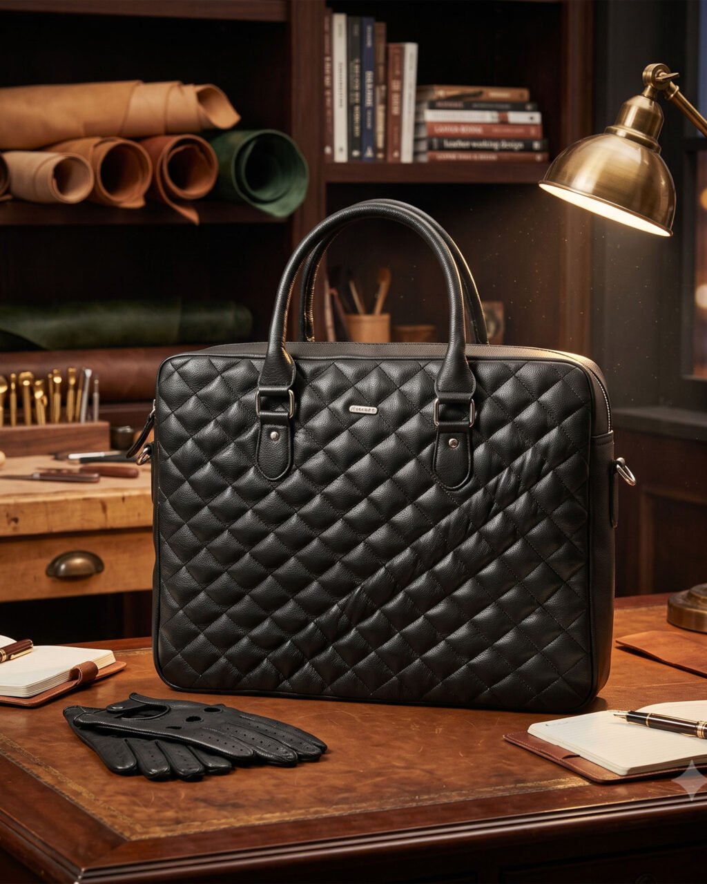 Urban Quilted Luxury Excutive Laptop Bag, Full Grain Leather | Clover