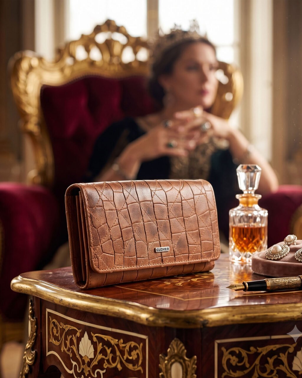 Bianca Quilted Ladies Clutch, Vintage, Waxy Top Grain Leather, Multiple Card Slots, RFID Protected | Clover