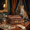 Signature Hand-Tooled Full-Grain Leather & Leopard Print Hair-On Hide Western Jewelry Box with Lock