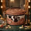 Premium Hand-Tooled  Full Grain Leather Makeup Organizer Box With Hair-On Leather